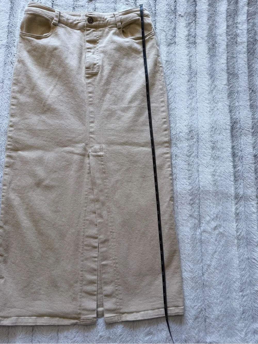 Denim maxi skirt - beige